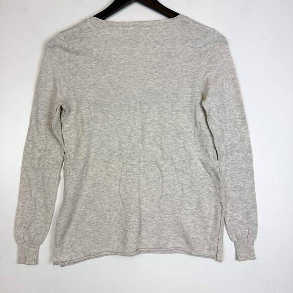 Subtle Luxury Namaste Embroidered Lightweight Sweater Gray Cotton Blend - XS/S - Picture 6 of 9
